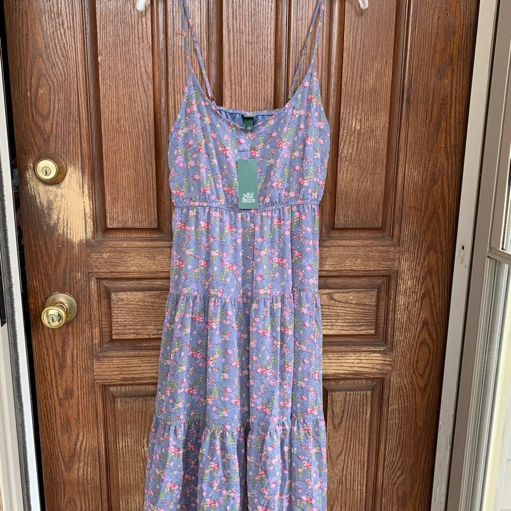 NWT Wild Fable purple floral tiered midi dress - Picture 5 of 12